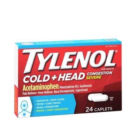 Tylenol Tylenol Cold Severe Caplets 24 Count, PK48 3026125